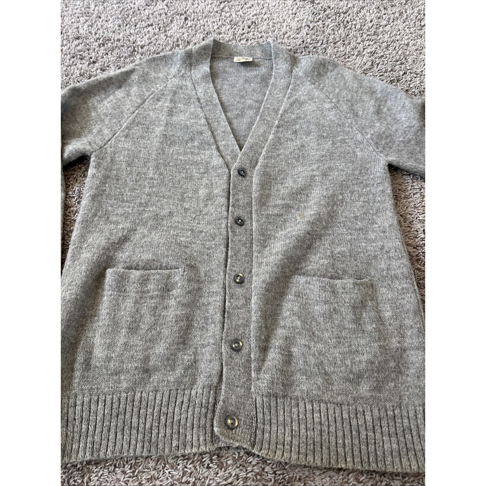 Vintage‎ Men's Alpatex Peru Alpaca Grandpa  Sweater Cardigan V Neck Gray Size M - Picture 2 of 8